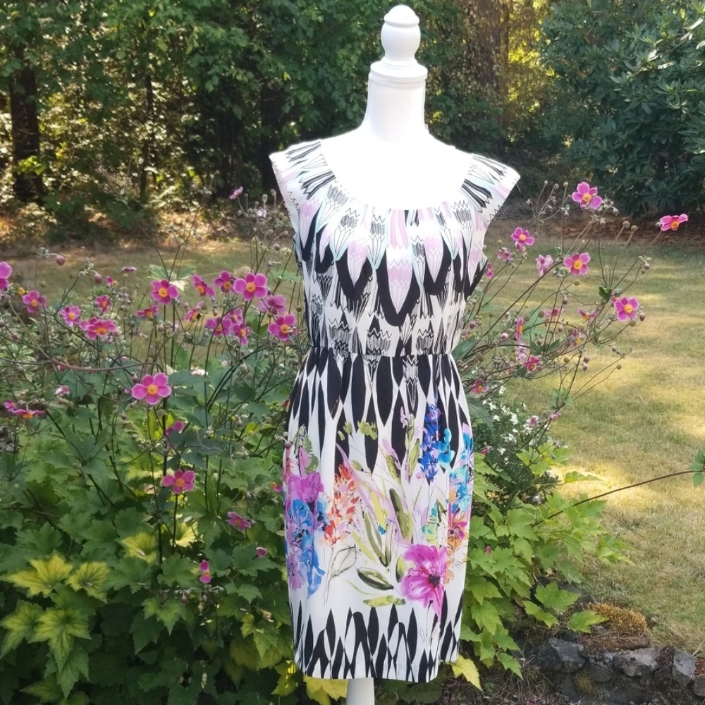 DONNA MORGAN Silk Sleeveless Floral Dress Sz 6